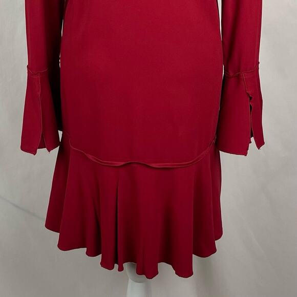 Theory Candy Apple Red Ruffled Party Date Night Dress NWOT Size 4 - Picture 9 of 14